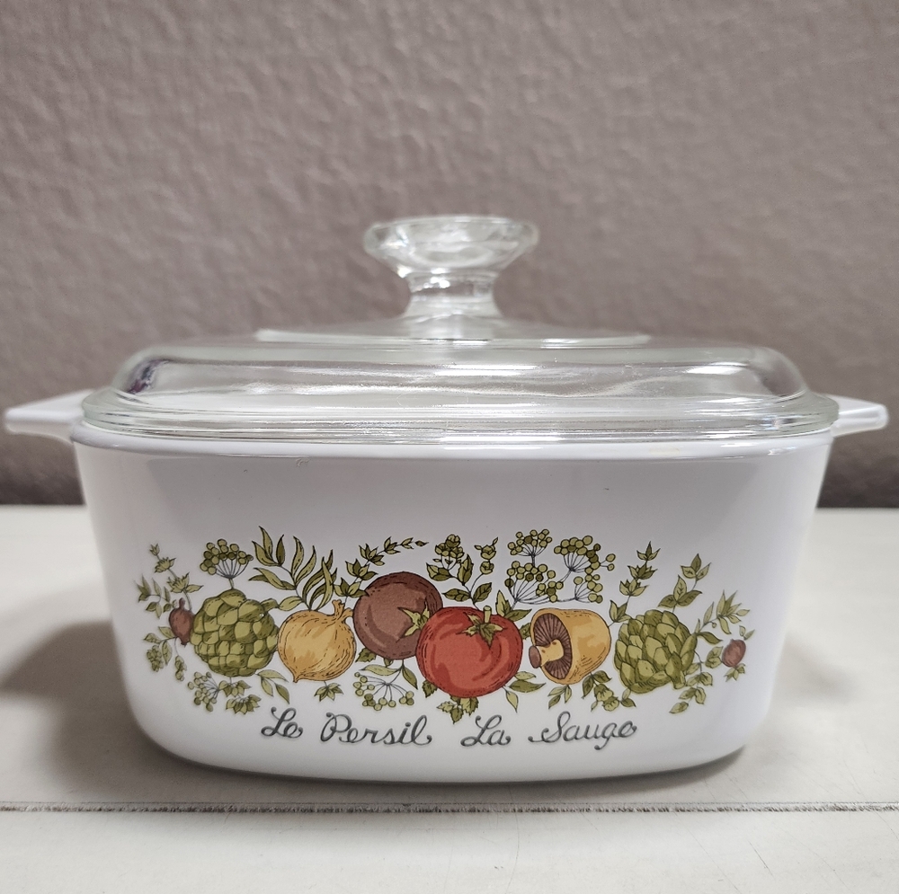 Vintage Corning Ware‎ LE PERSIL LA SAUGE A-1 1/2 -B 1 1/2 w/ Pyrex A 7 C Lid